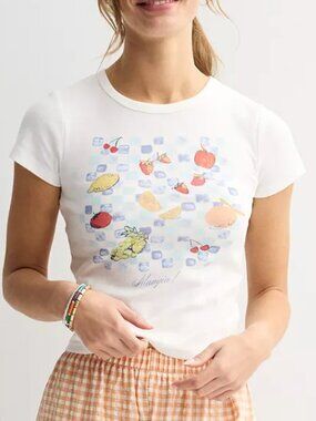 Juniors' SO Slim Fit Baby Tee, Size: XL, Blue Picnic Graphic